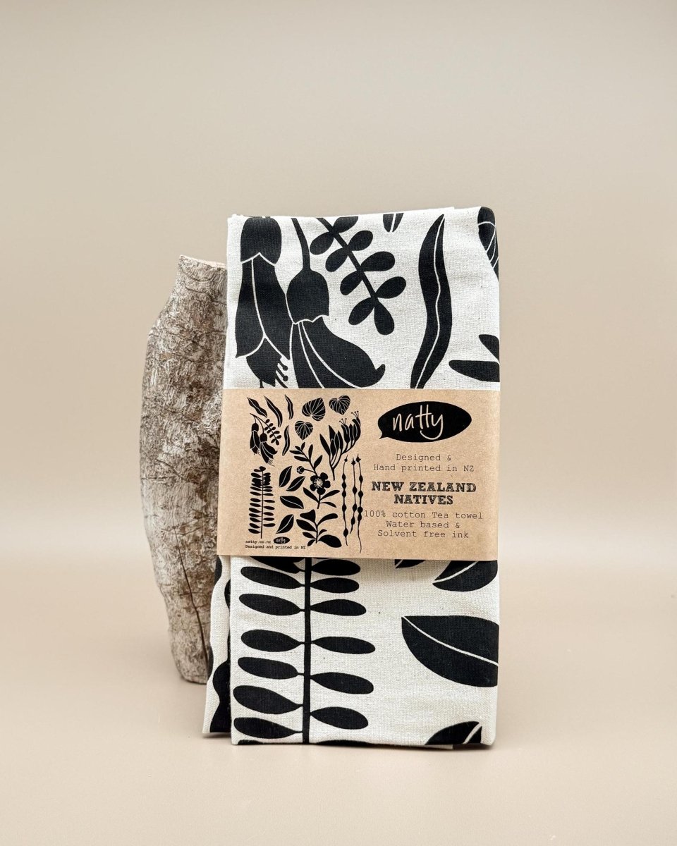 Natty | Wellington | Handprinted Tea towels - milk + honey