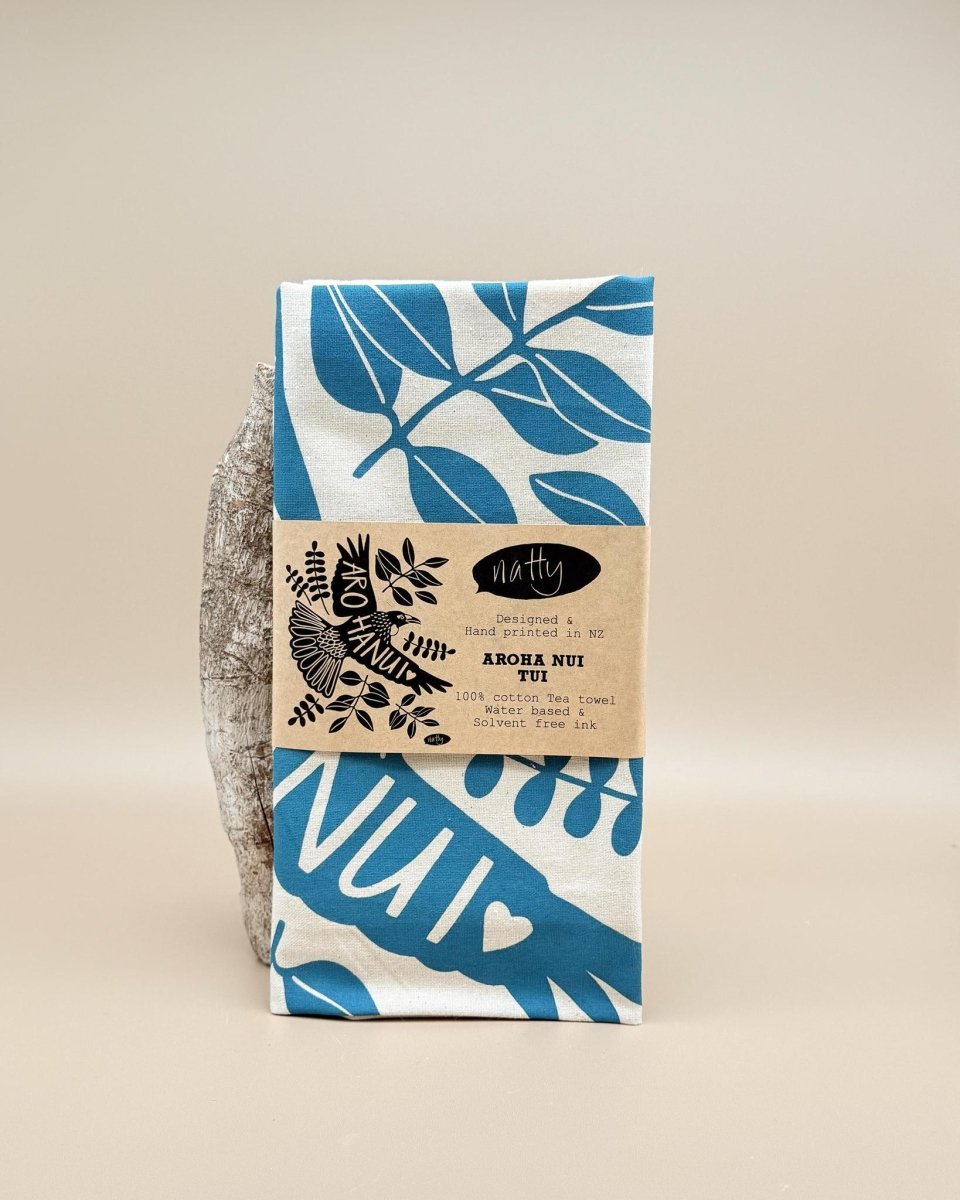 Natty | Wellington | Handprinted Tea towels - milk + honey