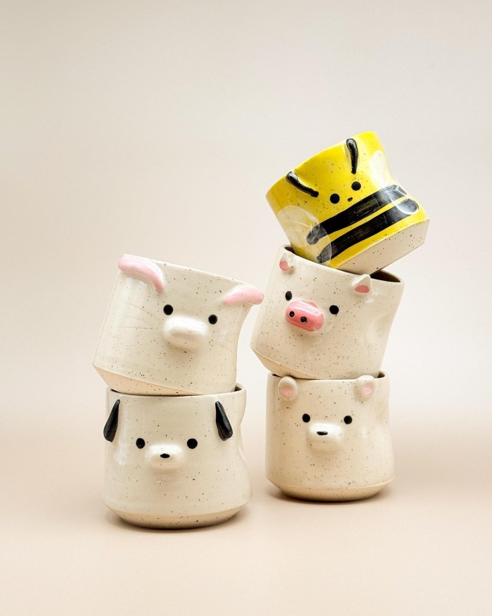Elamef Creations | Ceramic Animal Cups - milk + honey