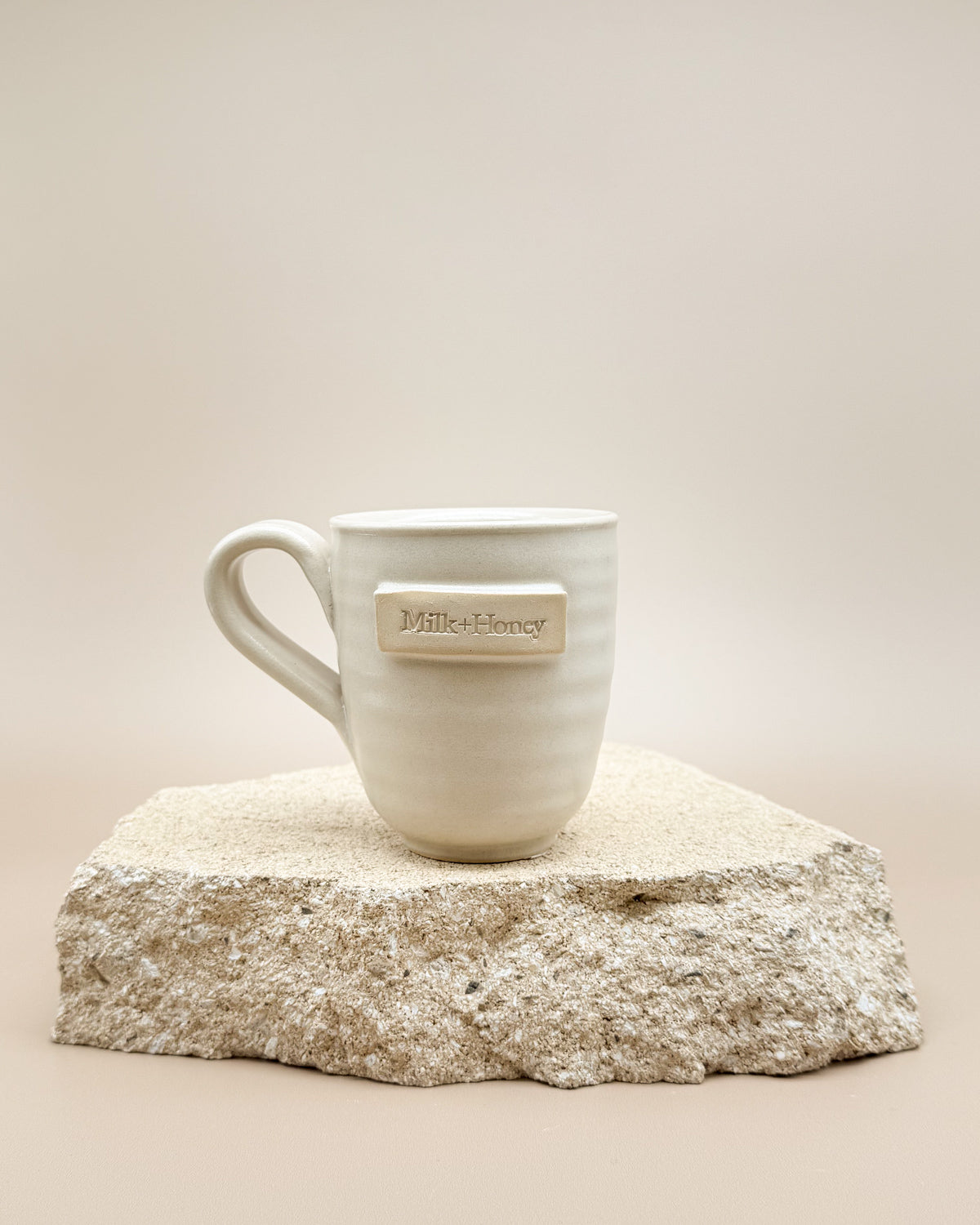 Handled Coffee cup Ivory
