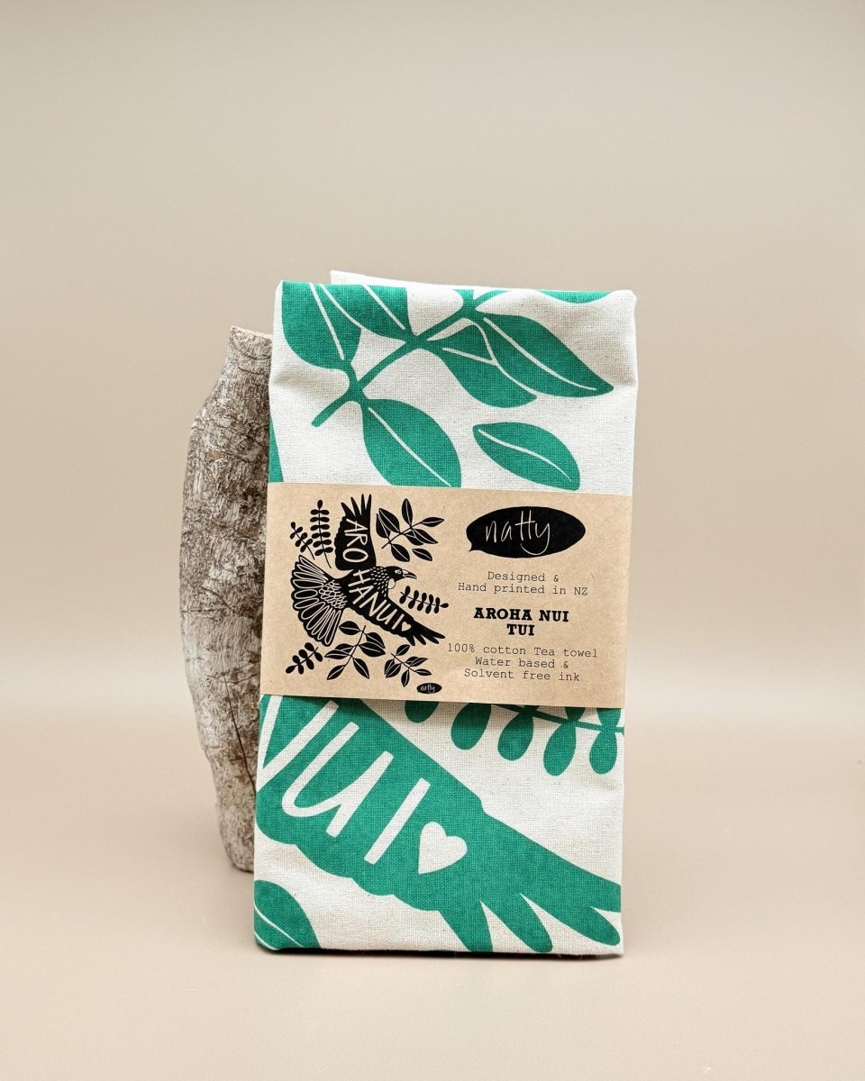 Natty | Wellington | Handprinted Tea towels - milk + honey